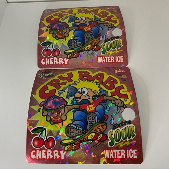 Vintage Cry Baby Extra Sour Cherry Vinyl Decal 2 Pack - Picture 2 of 2